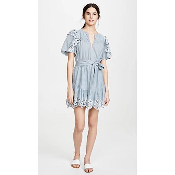 Joie‎ Safia Mini Tunic Dress Floral Eyelet Ruffle - Picture 1 of 13